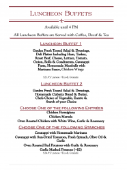 In House Banquet Menu Zucchini s Restaurant